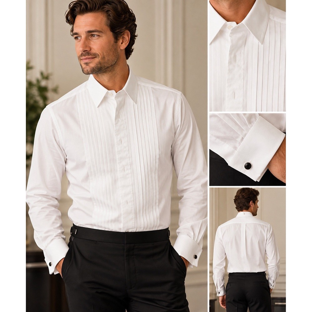 Brooks Brothers Regent Tuxedo Shirt 15.5 35 White Pleated Bib French Cuff
